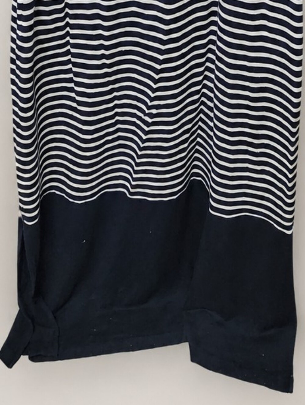 Talbots Preppy Navy White Striped Modal Maxi Dress Drawstring Waist L - Picture 9 of 15
